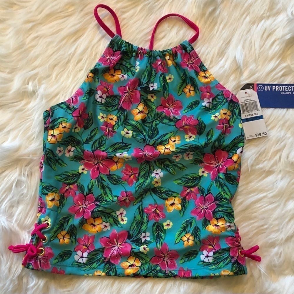 NWT girls Nautica swim top x-large 16 halter top